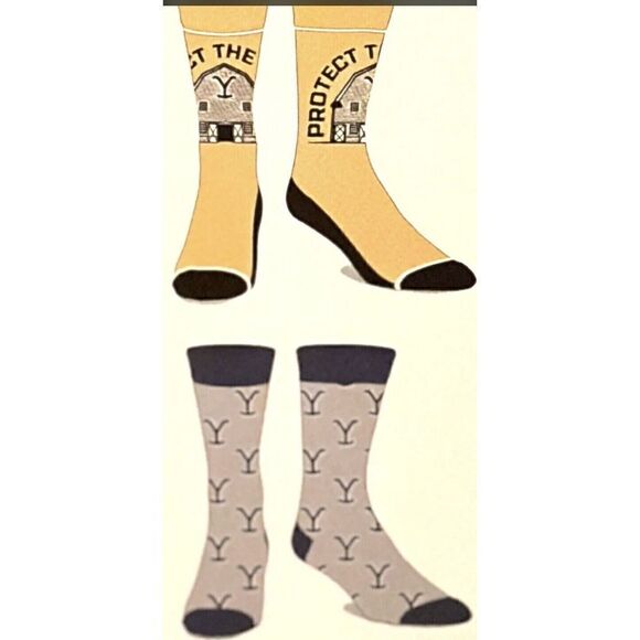 Yellowstone TV Show Series 6 Pair CREW SOCK Men Size 8-12 Bioworld - Picture 4 of 5